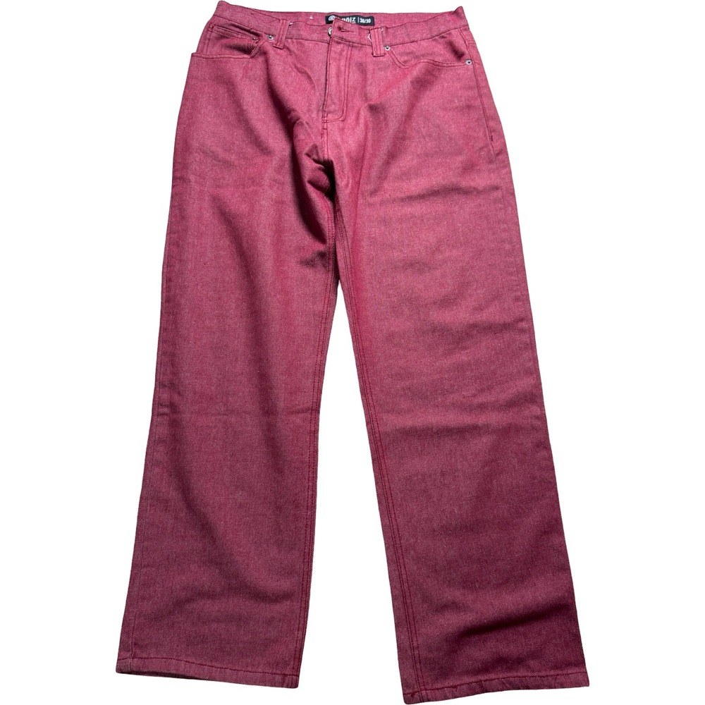 Noiz Premium Jeans Mens 36x30 Burgundy Red Wide Leg Skater Good Y2K Streetwear